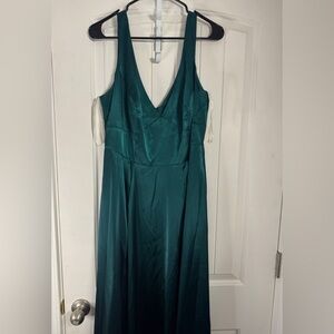 GALINA Satin green dress signature dress